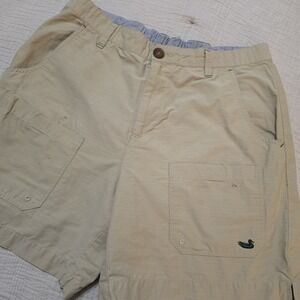 Southern Marsh Shorts Mens Small Khaki Flat Front Cargo Pockets Chino Fishing